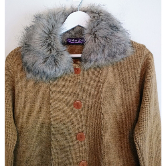 Penny Lane Women Cardigan Fur Collar Y2K 70s Hippie Retro Vintage Style Coat - Picture 4 of 10
